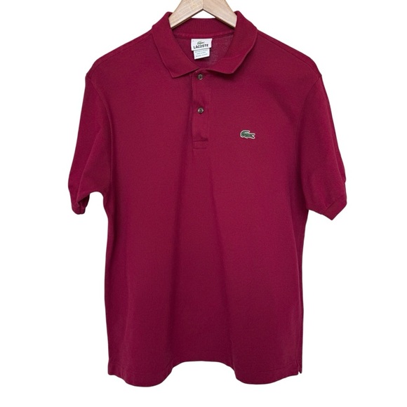 Lacoste Men's Polo Shirt Red Size L Short Sleeve Casual Collared Cotton 2 Button - Picture 1 of 11